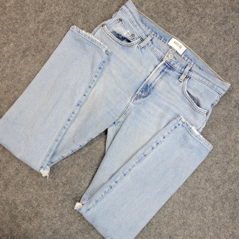 Agolde Jeans Womens 27 Blue Denim Y2k Distressed Streetwear Grunge Frayed Hem